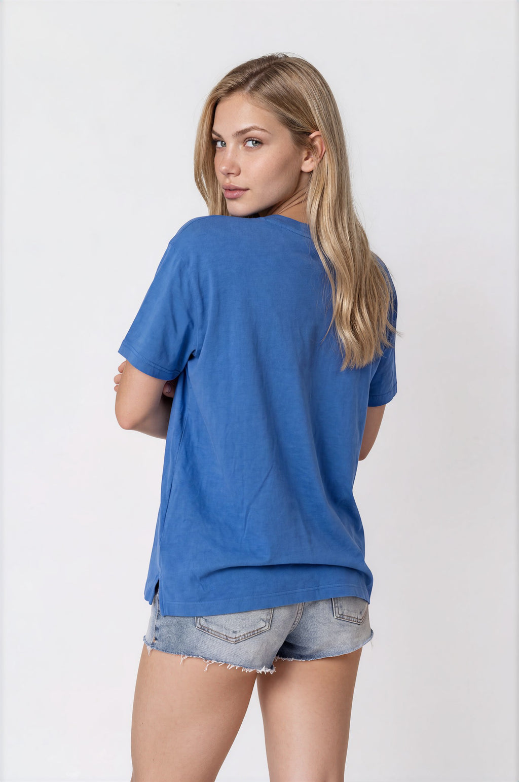 Crew neck short sleeve short sleeve, Side hem slit with reinforced bartack