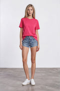 Crew neck short sleeve short sleeve, Side hem slit with reinforced bartack