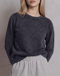 100% Cotton French Terry Mineral Wash Crewneck Sweatshirt – Mineral Black | Premium Blank