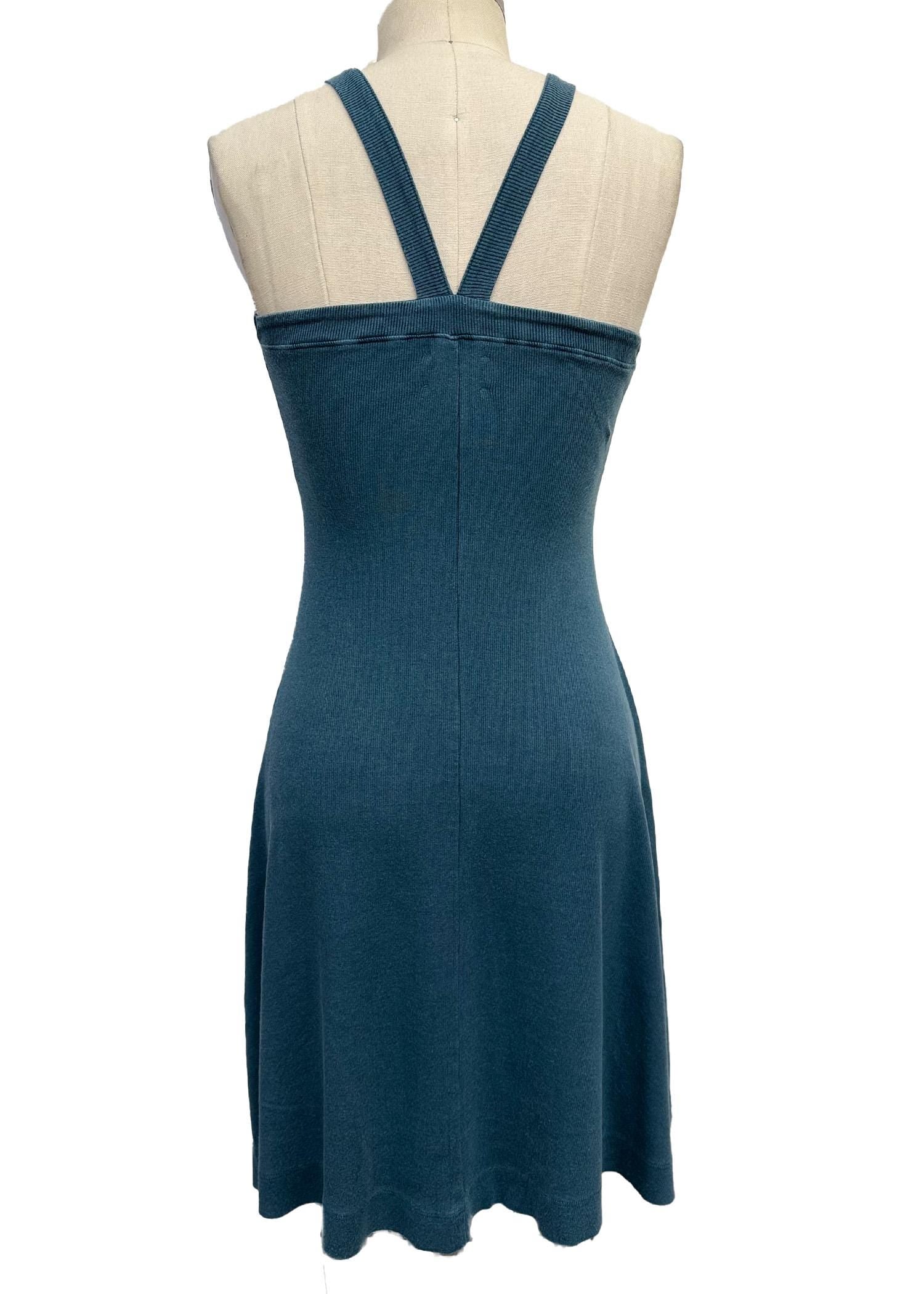 Ribbed Mini Tank Dress: Pigment Dye, Raw Edge Hem - Made in USA