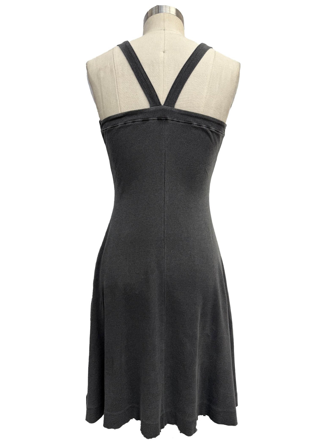 Ribbed Mini Tank Dress: Pigment Dye, Raw Edge Hem - Made in USA