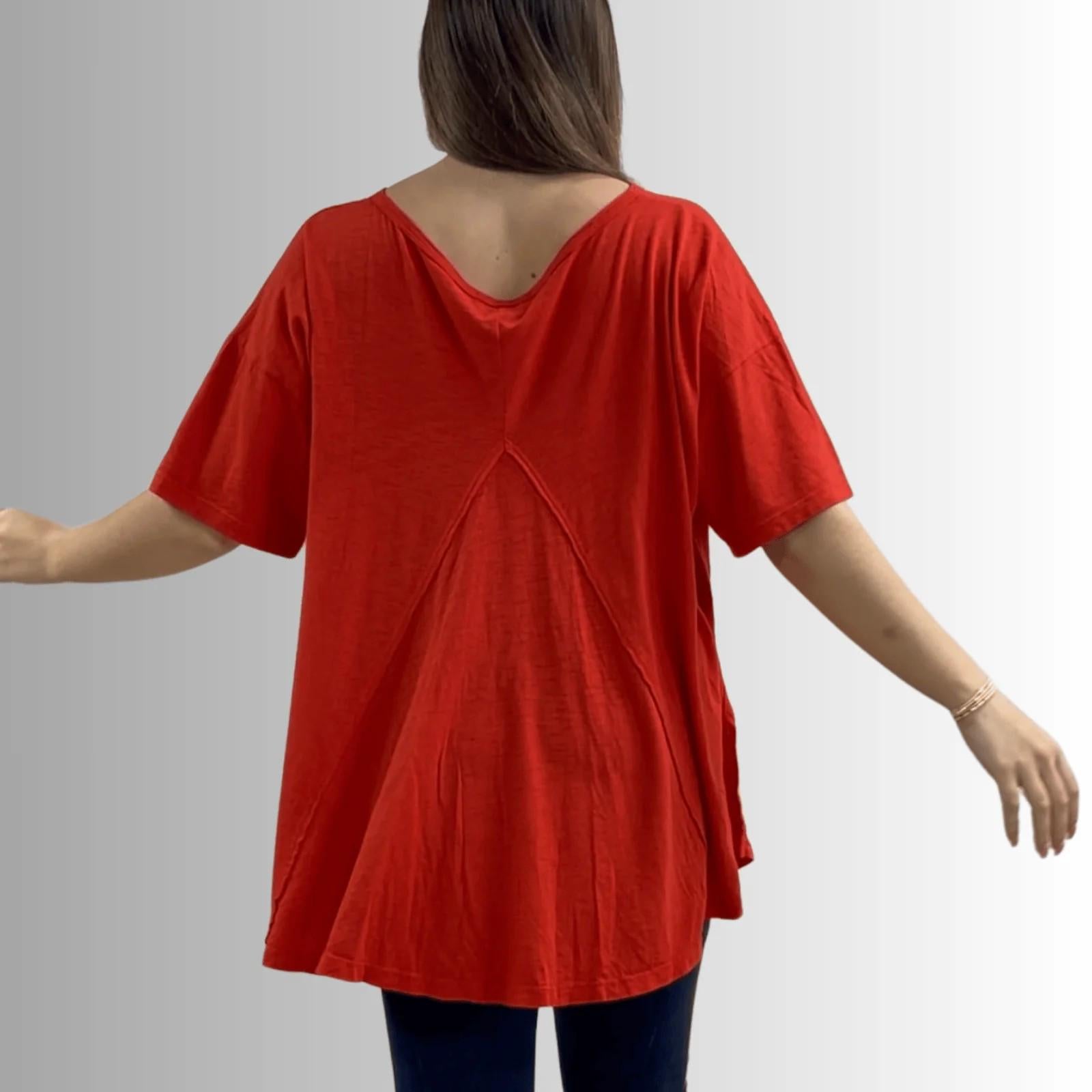 Cotton Slub Top: Off Shoulder Back Flare Tee - Made in USA