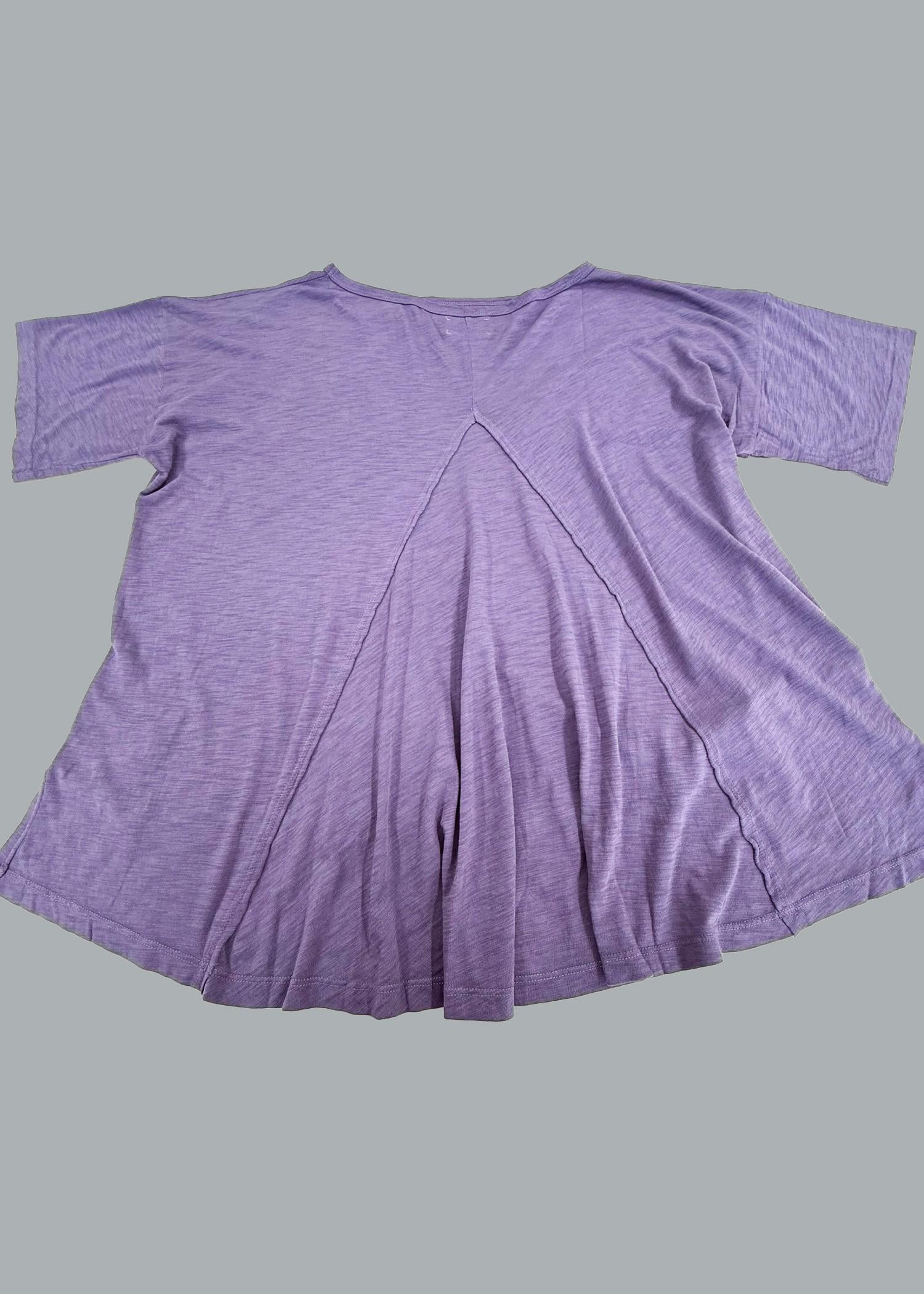 Cotton Slub Top: Off Shoulder Back Flare Tee - Made in USA
