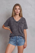 Oversized V-Neck Tee Mineral Wash - Made in USA