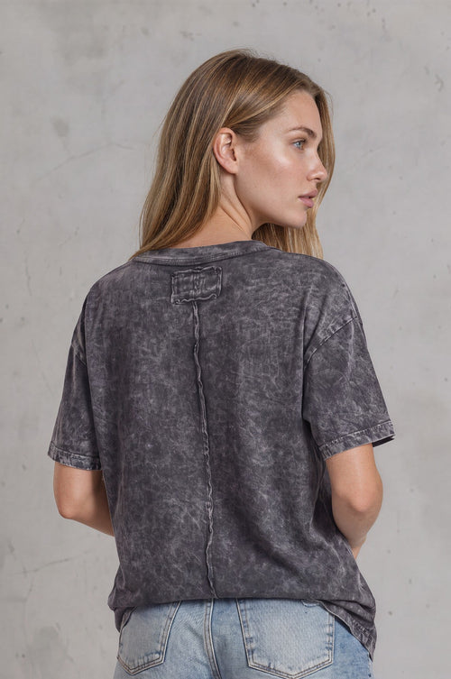 Oversized V-Neck Tee Mineral Wash - Made in USA